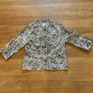 Christopher & Banks linen blend black green Nehru jacket size medium M
 b21